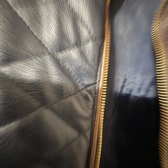 Fate Navy and Brown leather Quilted Vest - Picture 11 of 12